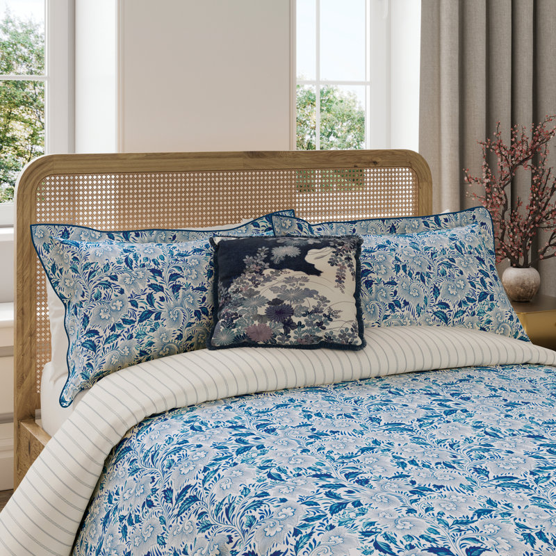 Ornamental Bloom Cotton Floral Duvet Cover Set with Pillowcases, Single Duvet Cover + 1 Pillowcase