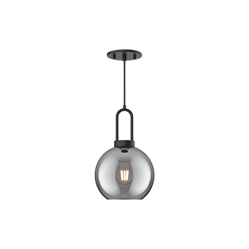 Luminaire suspendu Shiloh, H 12,5 po x l 7,88 po x P 7,88 po, Fumée, Noir mat