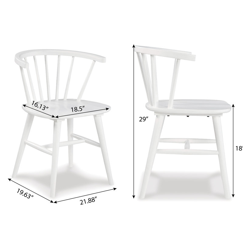 2 chaises de salle à manger en bois blanc - dossier à broche pour un look élégant, sièges en bois de qualité