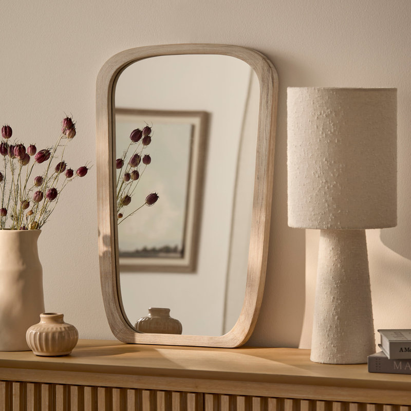 Solid Wood Rectangle Mirror, Small, Whitewash