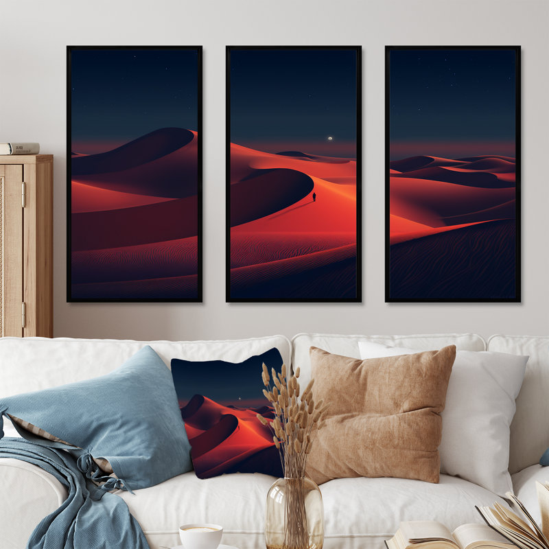 Red Desert Twilight Photo III - Art mural désert, H 28 po x l 36 po x P 1 po, Cadre flottant noir