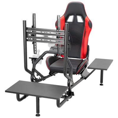 Vivo Racing Simulator Cockpit With Wheel Stand, Gear Mount, Tv Mount, Shelf Kit (stand-kit-race1bs) In Black;red