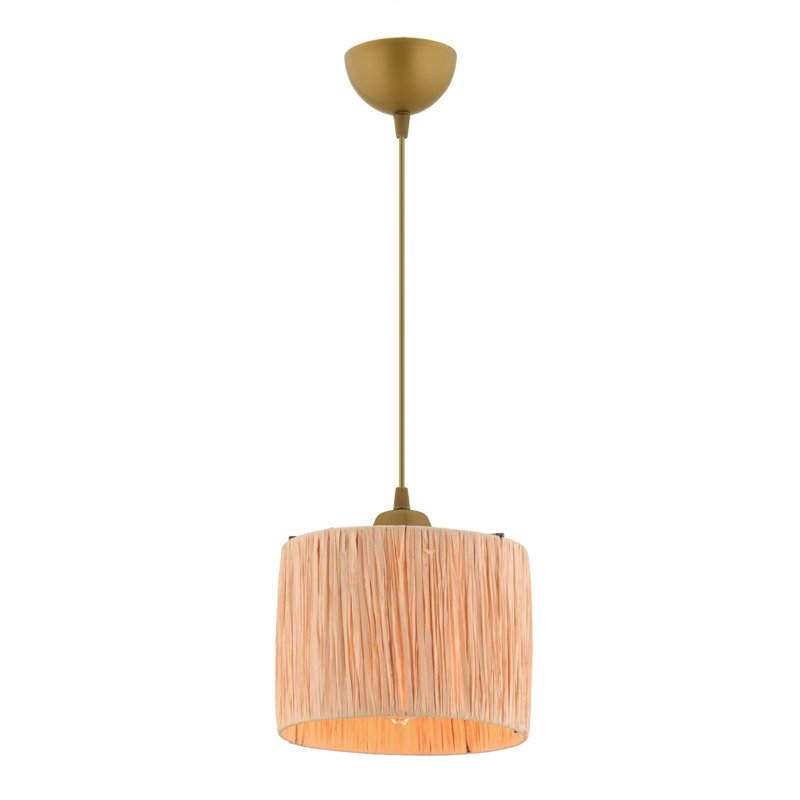 Elegant Metal Chandelier with Raffia Cap, Total Height 21.7 Inches | CE Certified, E27 Socket (Max 60W) | Natural Color, Perfect for Living Room & Dining Room Décor, Stylish and Functional Lighting Solution
