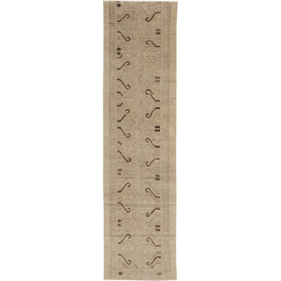 Modern One-of-a-Kind 2'6" X 9'6" New Age Runner Wool Area Rug in Brown