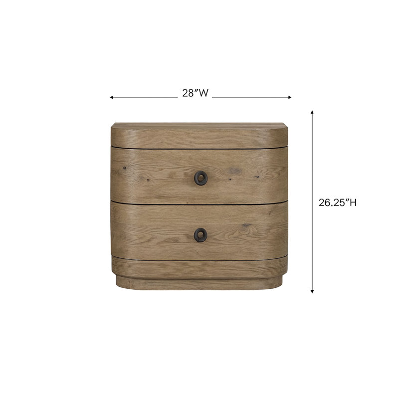 Grande table de chevet 2 tiroirs en chêne noueux anglais