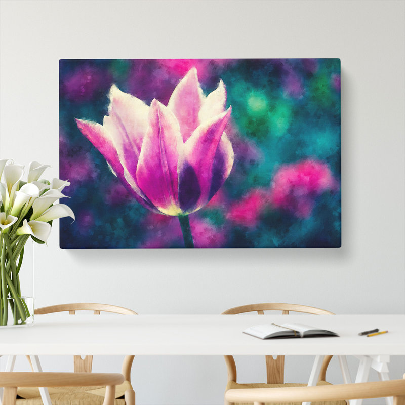 Purple Tulip Flower - Wrapped Canvas Print, 50cm H x 76cm W x 3cm D