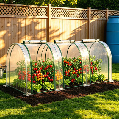 PVC Tunnel Grow House Steel Frame Outdoor Garden Plant Protection Polytunnel with Zip Roll Up Access Doors