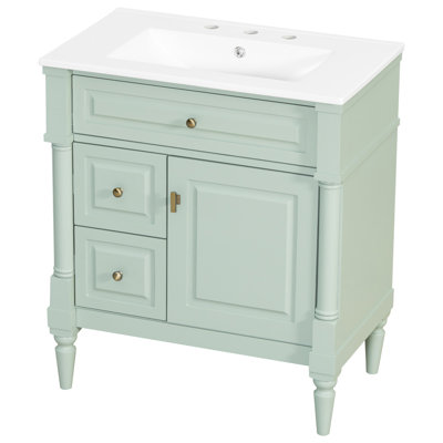 30"W Elegant Bathroom Vanity With Ceramic Sink