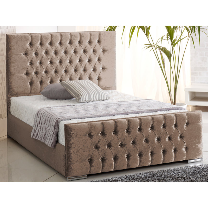 Lula Upholstered Bed, Single (3'), Truffle Crush Velvet
