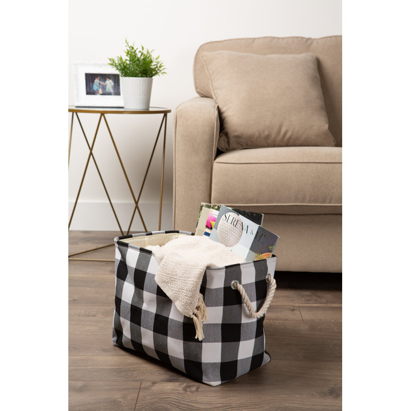 Bac en tissu Coleto Buffalo Check, Noir / Blanc, H 15 po x l 12 po x P 17,75 po