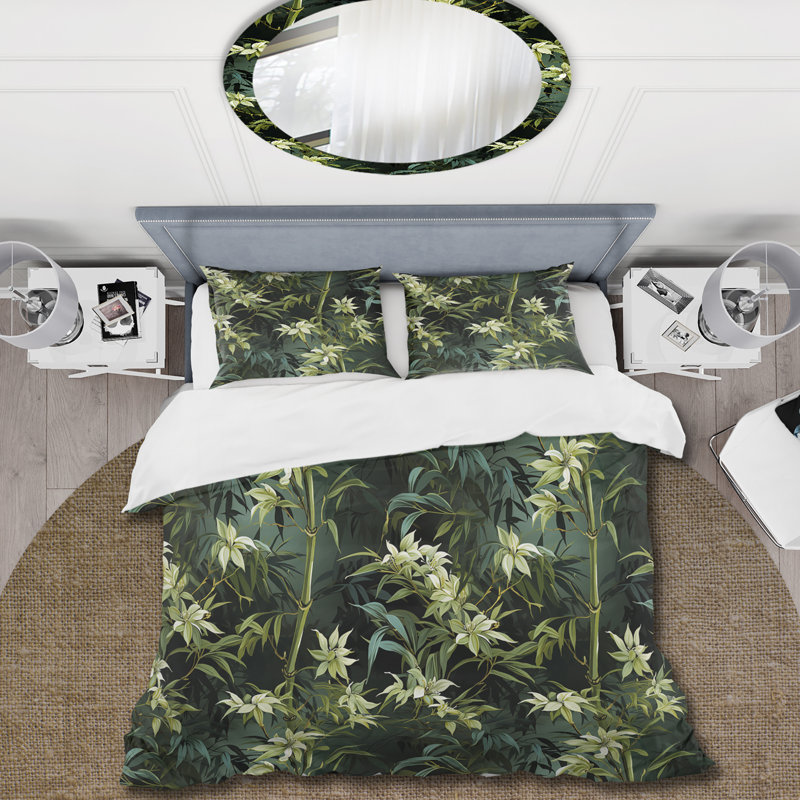 Bamboo Bliss - Ensemble de housse de couette oriental - Polyester microfibre