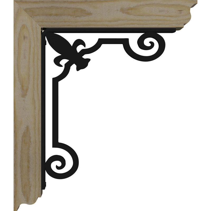 Fleur De Lis Triple Brace Ironcrest Bracket, 14"H x 11 1/2"D, 4"W x 2"T Douglas Fir (Rough Sawn)