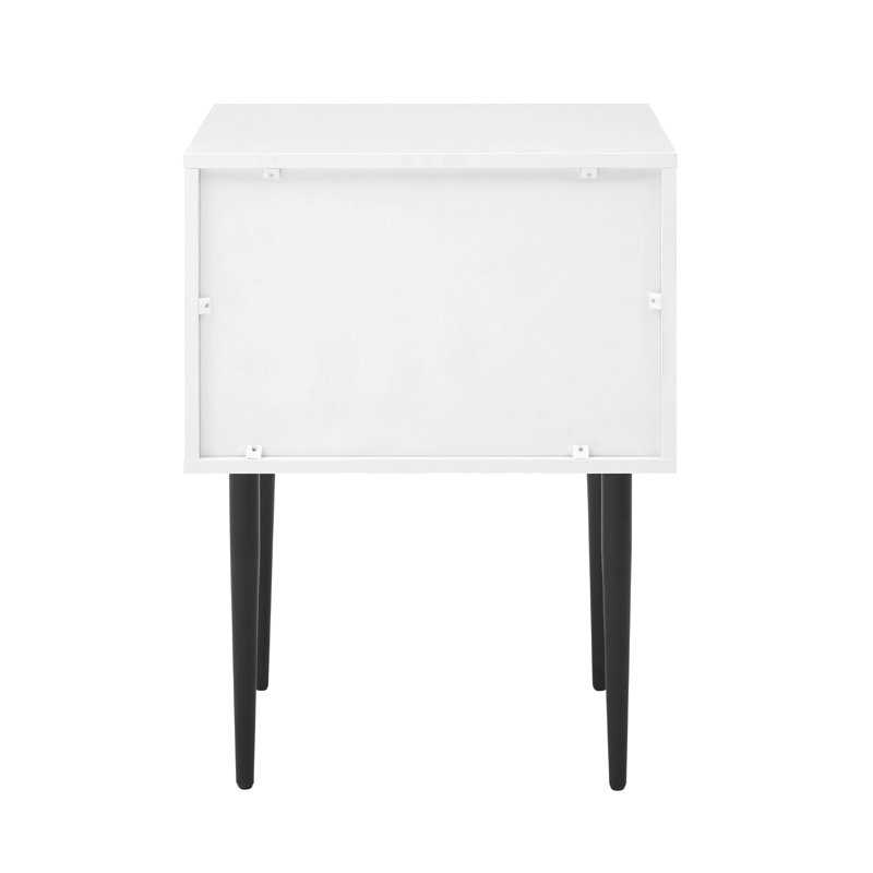 Table de bout à 2 tiroirs Catt, Noyer foncé / blanc