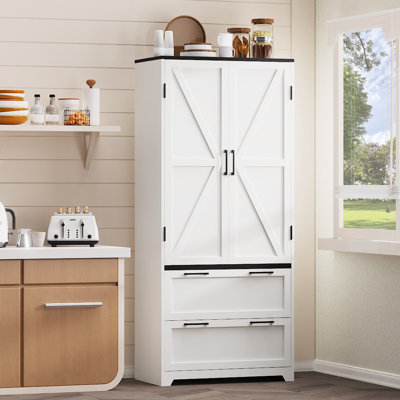  71"tall Kitchen Pantry Storage Cabinet, Pantry Cabinet With Adjustable Shelves And 2 Drawers For Kitchen, Dining/living/laundry Room |metal Storage Cabinets For Home Organization
