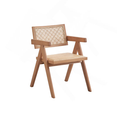 Chaise avec accoudoirs en rotin et finition naturelle (ensemble de 2)