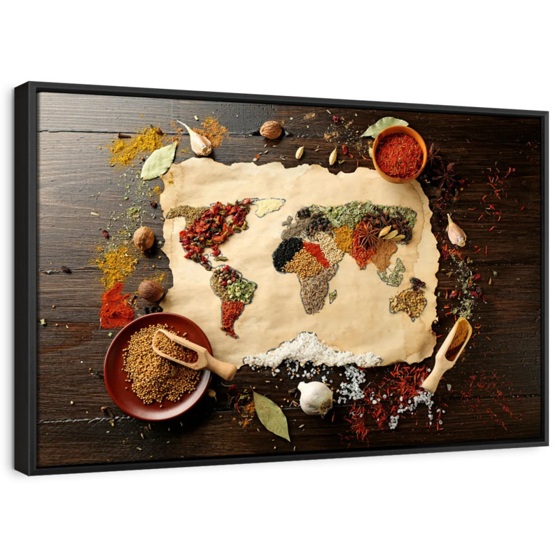 "Carte du monde des épices, art mural", H 9 po x l 13 po