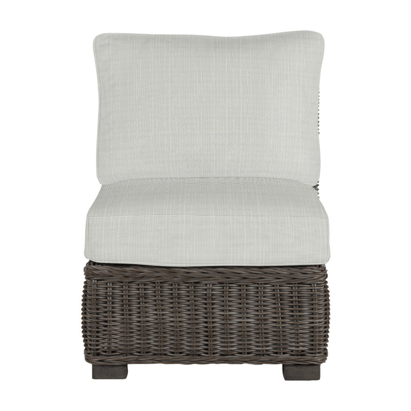 Fauteuil de chambre modulaire rustique tissé noyer noir, Pas de soudure, Noir noyer, Sunbrella® argent Verona