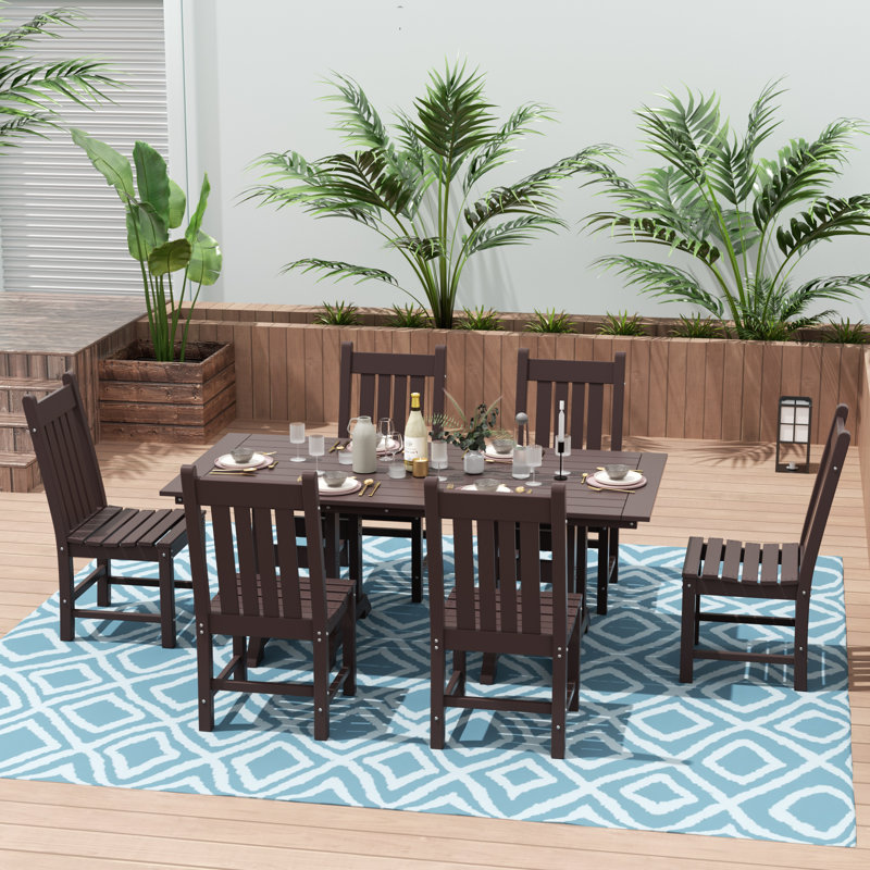 Laguna 6 - Person Patio Dining Set with Rectangular Table, Dark Brown