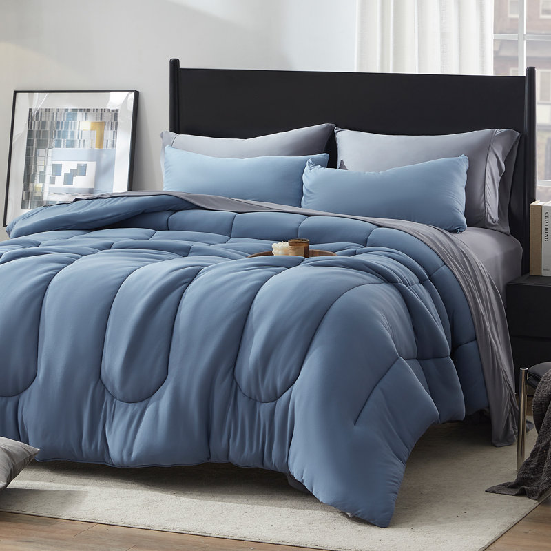 Jersey Knit Comforter Set, Soft and Breathable Down Alternative Comforter, Twin/ Twin XL Comforter + 1 Standard Sham