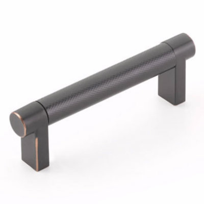 Emtek Select Cabinet Pull 3-1/2" Center-to-Center w/ Rectangular Stem & Knurled Bar