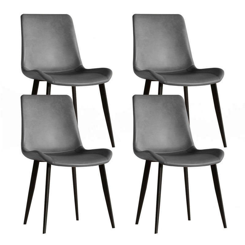 Ensemble de 4 chaises de salle à manger en similicuir, Gris, Noir