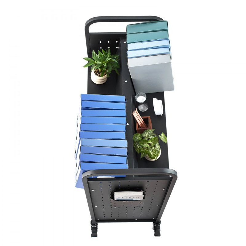 Chariot à livres à 3 niveaux, Noir, H 36,8 po x l 12,6 po x P 13,8 po