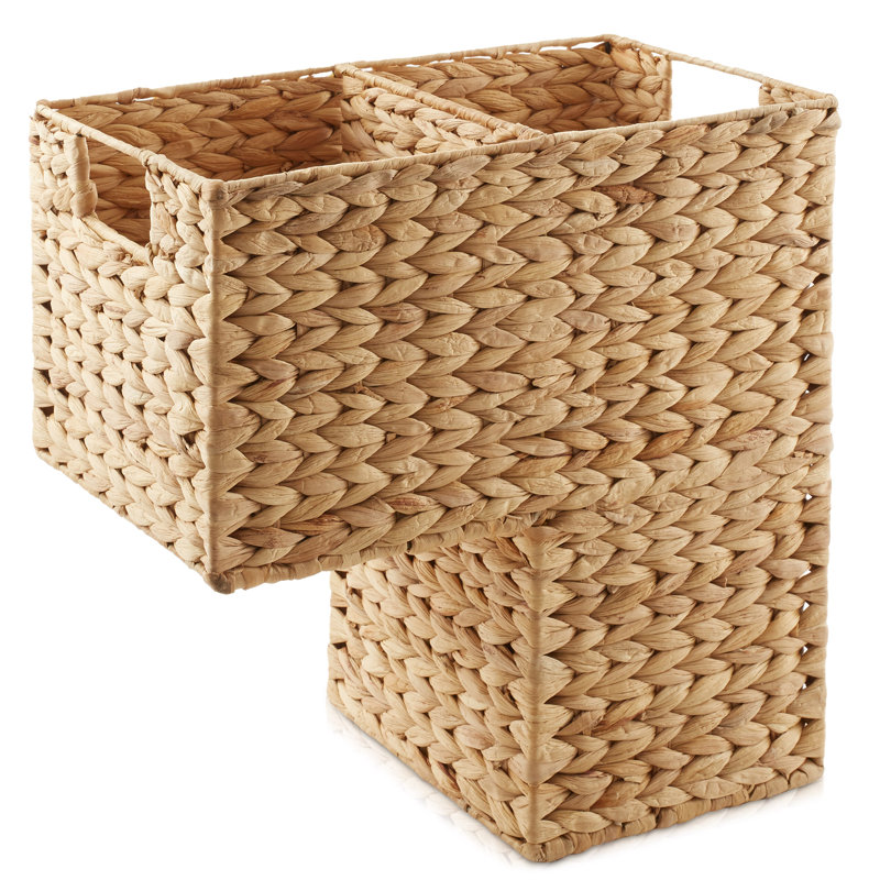 Woven Water Hyacinth Staircase Basket Storage Bin, Natural