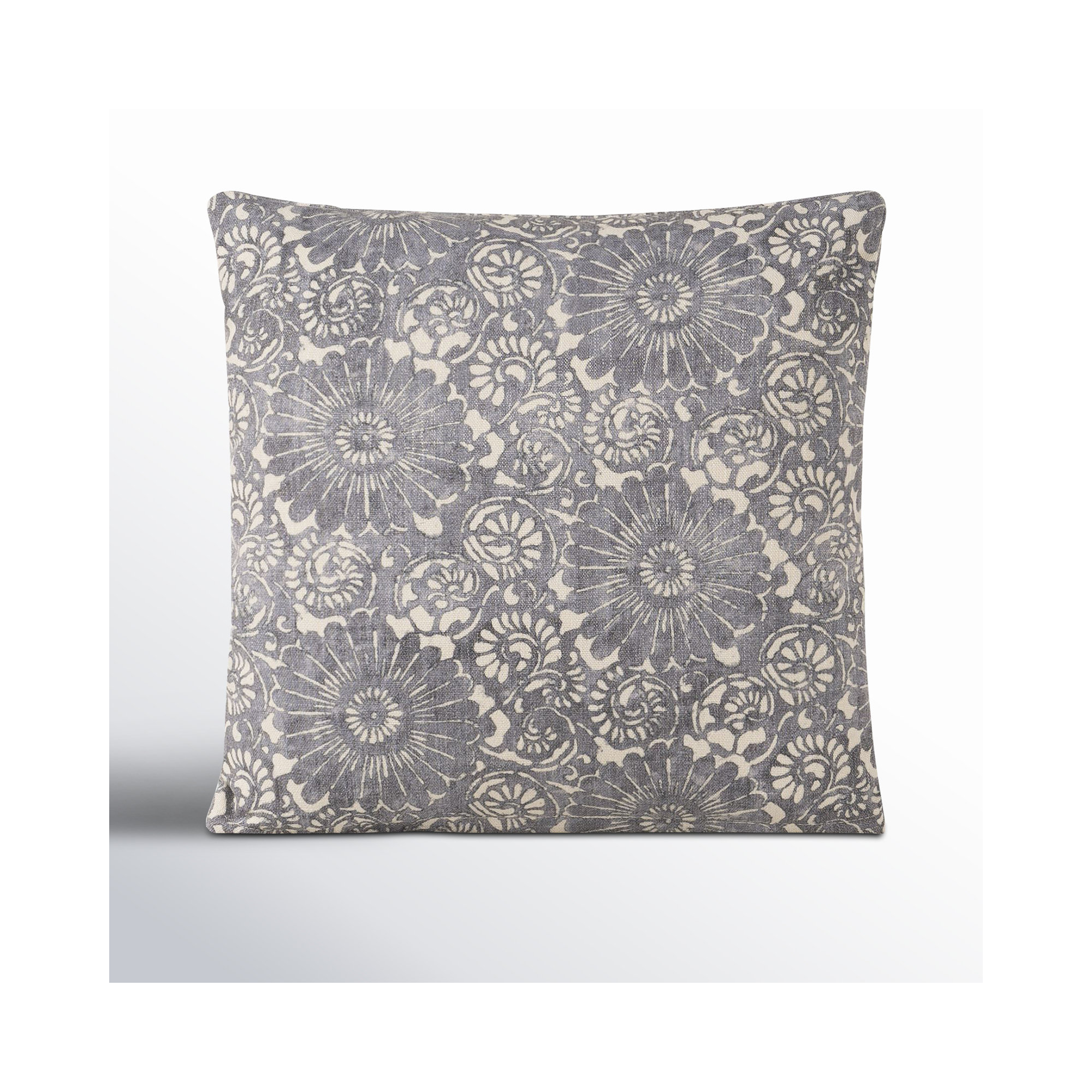 Hansah Pillow, Polyester, Ink Floral, Square 18"