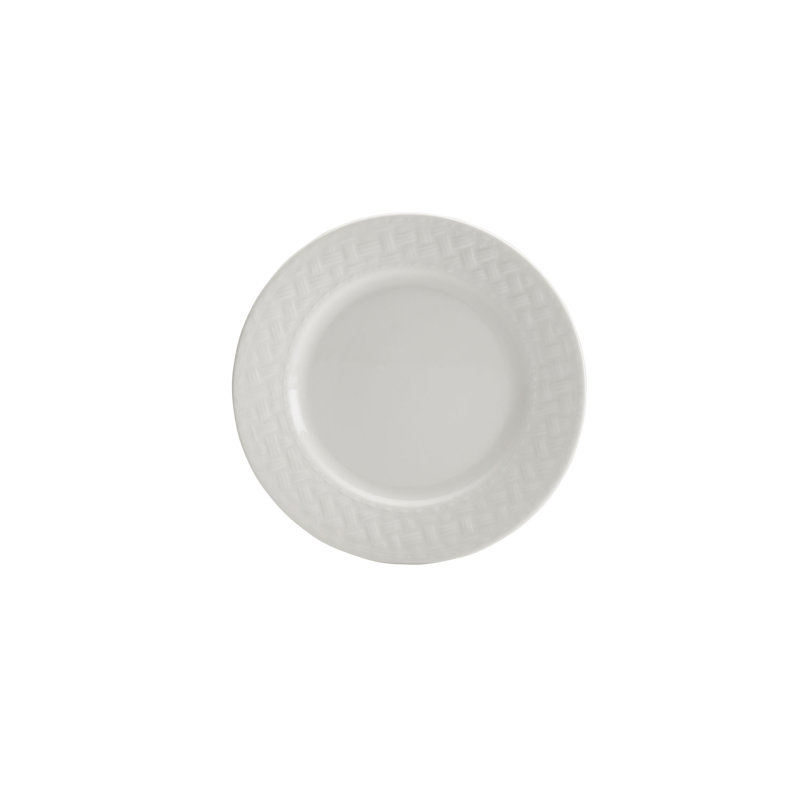 White Porcelain Basketweave Dinnerware Set, Service for 4