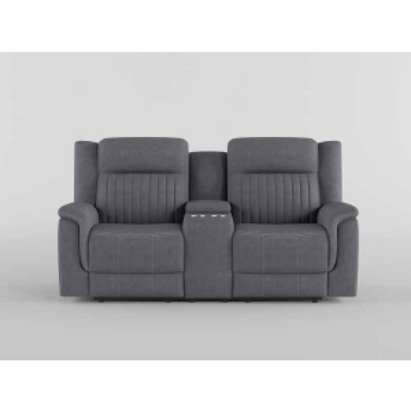 Causeuse inclinable manuelle Lenny, porte-gobelets, microfibre grise, 75 po