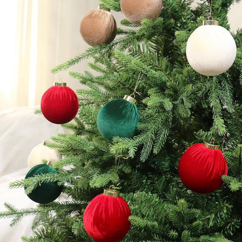 12 pièces de boules de Noël 3,14 po - Boules de Noël incassables pour décorations d'arbre de Noël, café rouge blanc vert