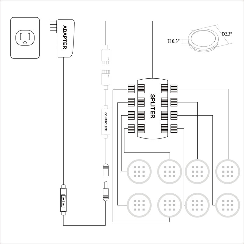 LED Under Cabinet Kitchen Lights - 8 Pack with Adjustable Color Temperature (2700K-6000K) - Dimmable Under Counter Lights with Remote Control for Shelves and Cupboards [Energy Class E]