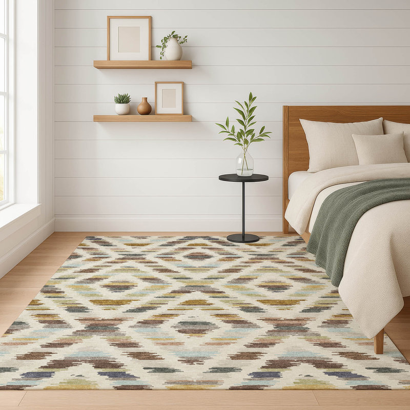 Machine Washable Indoor/Outdoor Chantille Tribal Rug, 8' x 10', Beige