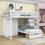 Lit superposé double au-dessus de simple avec 5 tiroirs, escalier et garde-robe-1958842229