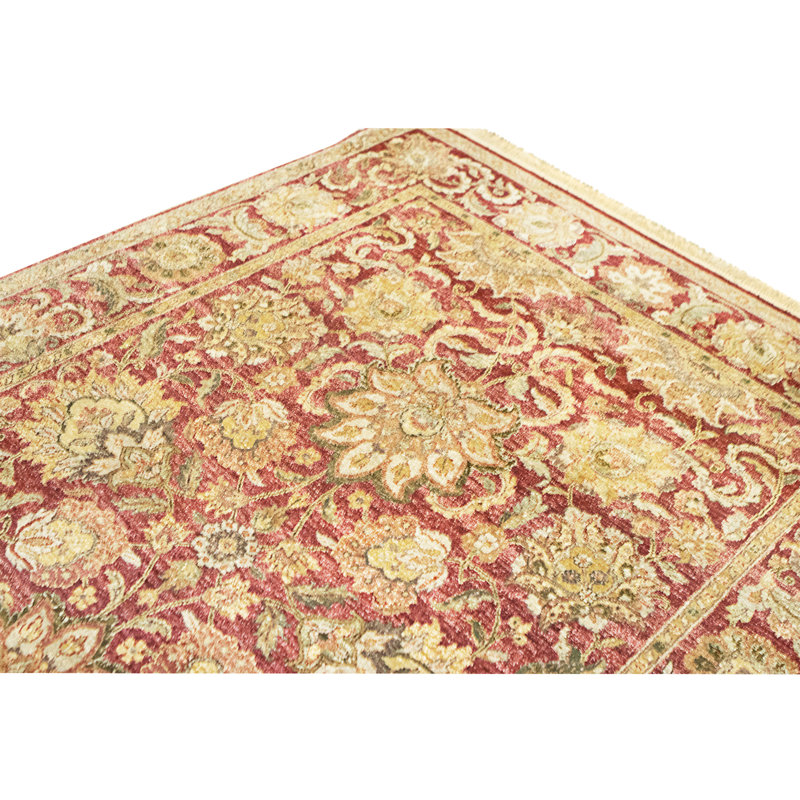 Hand Knotted Wool Area Rug in Red