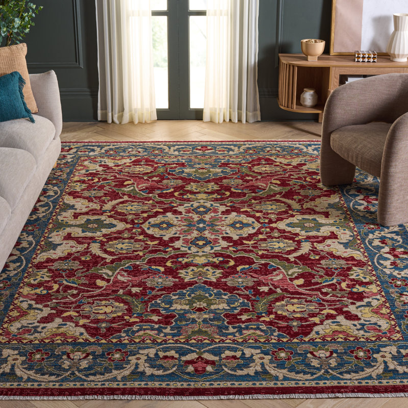 Tapis oriental performance Bisen, Rectangulaire 8 pi x 10 pi, Red/Blue
