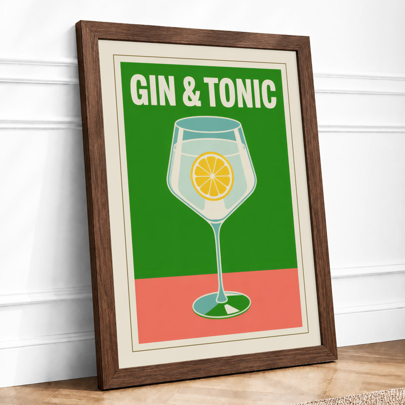 Gin and Tonic Retro - Framed Print, A1 - 84.1 x 59.4 cm, Walnut