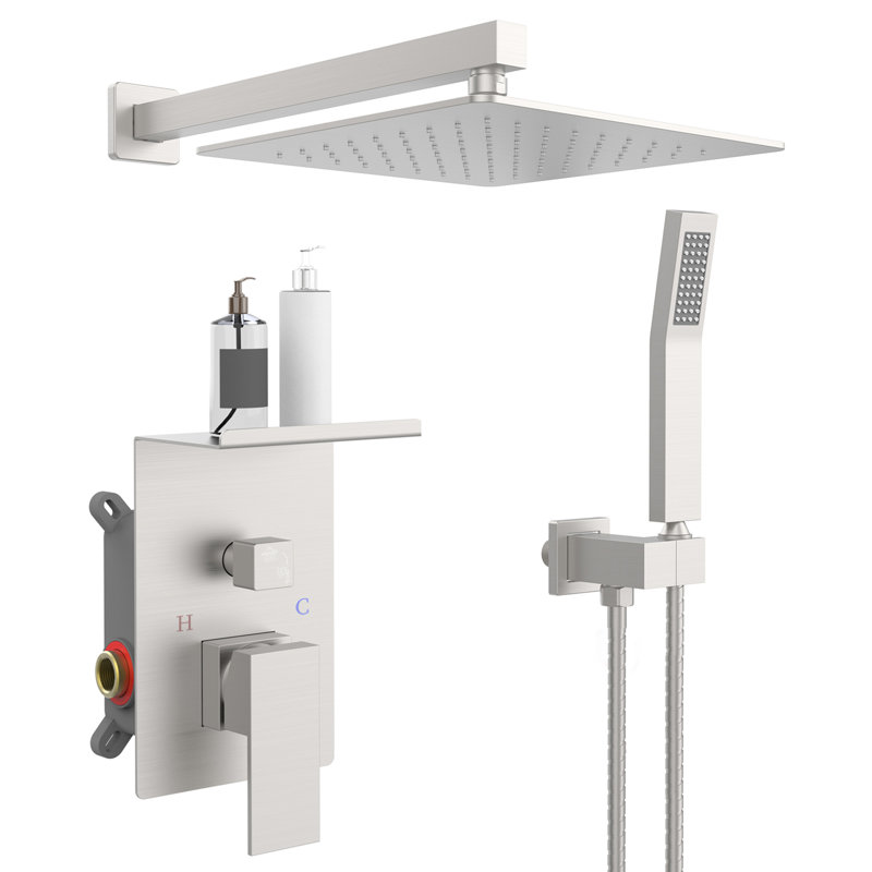 Système de douche carrée à pluie de 10 pouces avec douche à main Topcraft, Nickel brossé