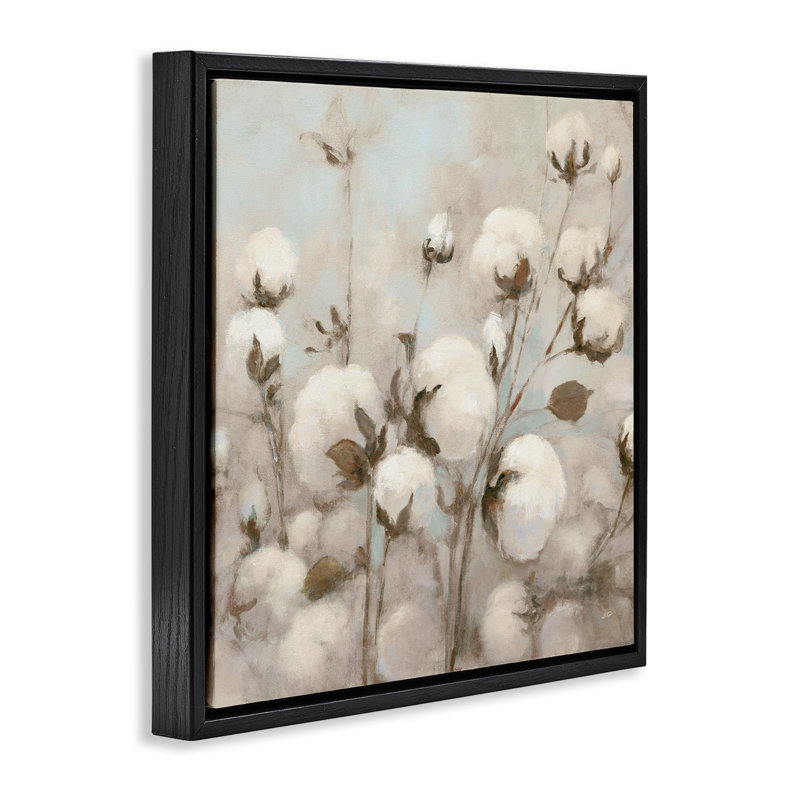 Peinture neutre en coton, H 18 po x l 18 po, Cadre flottant noir de jais