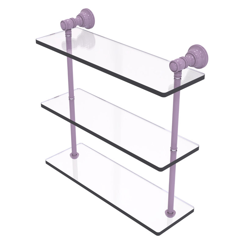 Freyja 3 Piece Glass with Towel Bar, 16" H x 22" W x 5.54" D, Lavender