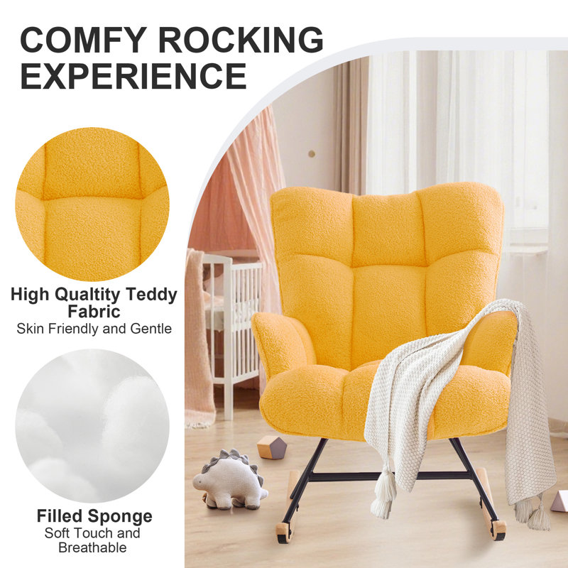 Solid + Manufactured Wood/Iron Rocking Chair, Yellow