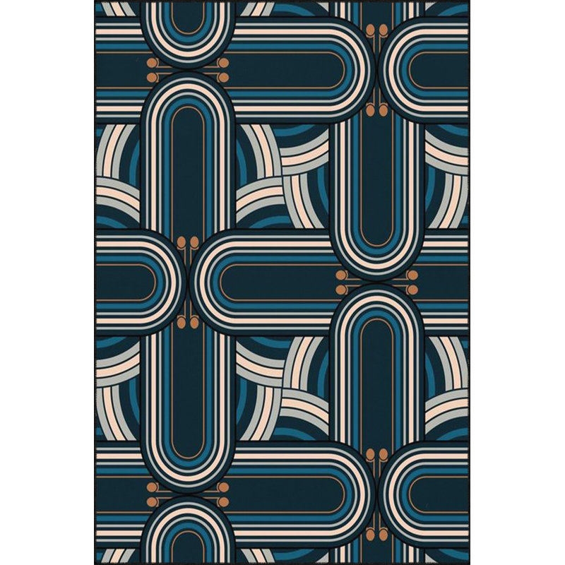 Modern Themed Patterned Woven Base Washable Rug, Square 3'3" Rug Pad Included