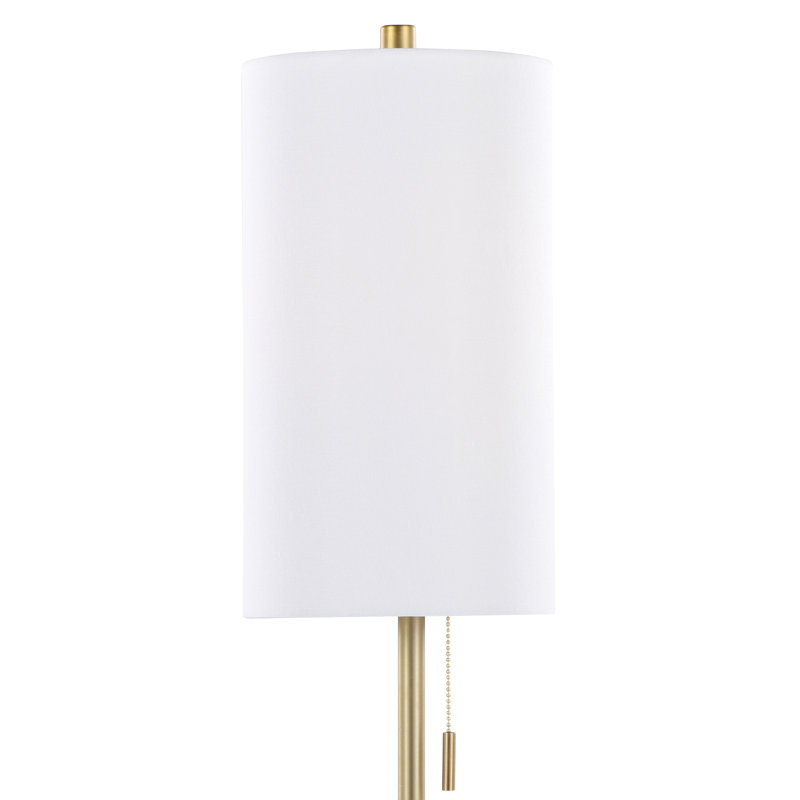  Kelci 32" Gold Metal Buffet Table Lamp Set with USB, Gold Plated, White
