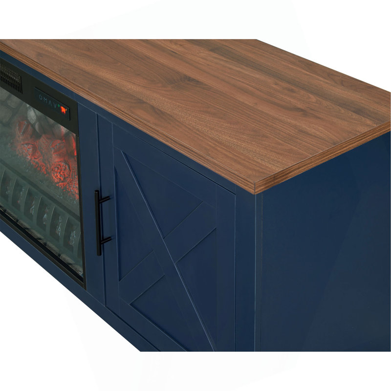1 console multimédia pour foyer électrique avec foyer et effet de braise