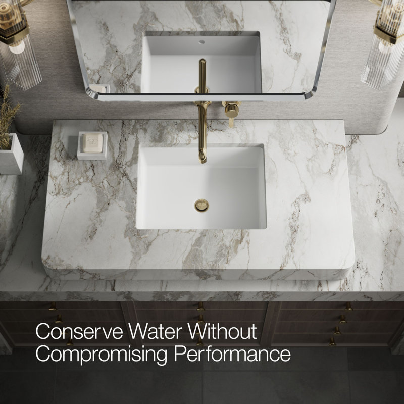 Occasion Sink Spout with Straight Design Wall Mount Bathroom Faucet with Drain Assembly, Vibrant French Gold