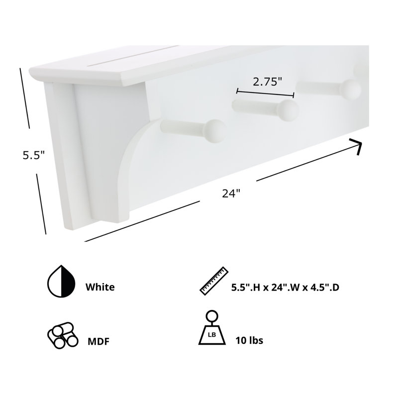 Porte-manteau mural Peltz, blanc