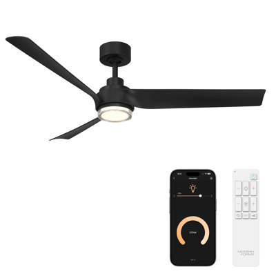 Chill Indoor/Outdoor 3-Blade Smart Ceiling Fan With Integrated Dimmable LED Light and Bluetooth Remote Control Included, Selectable Color Temperature (2700K, 3000K, 3500K, 4000K)