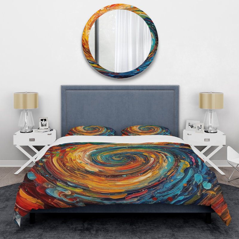 Encre liquide jaune orange transparent - ensemble de housse de couette abstrait - microfibre de polyester