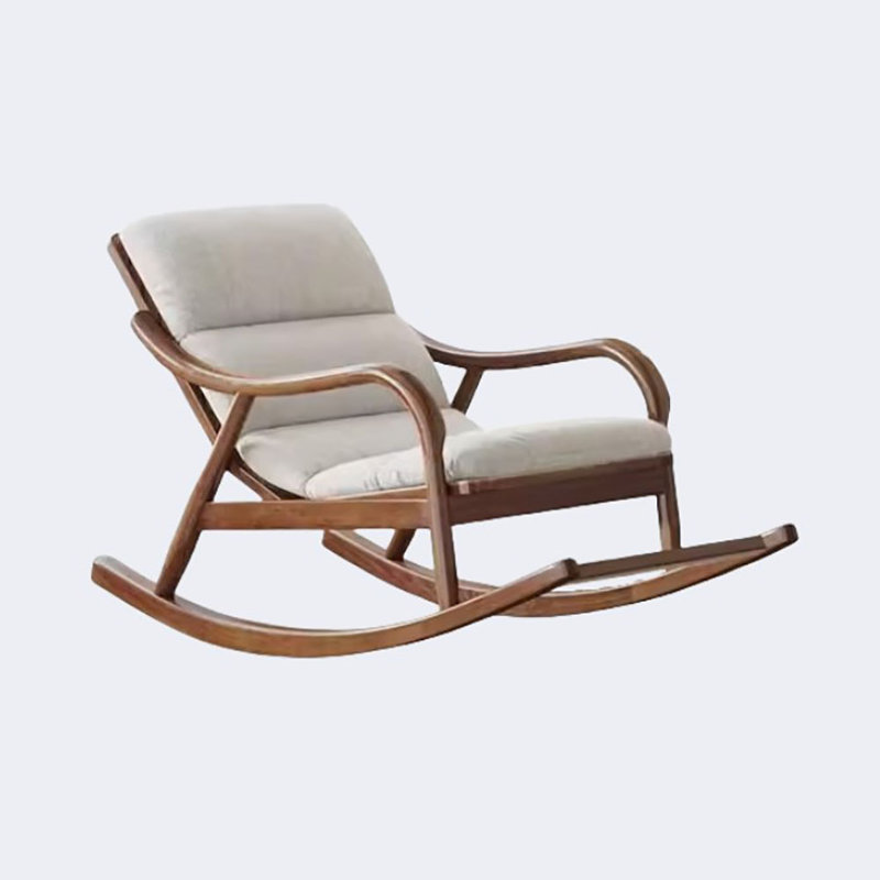Chaise berçante en bois massif Nordic, Blanc cassé
