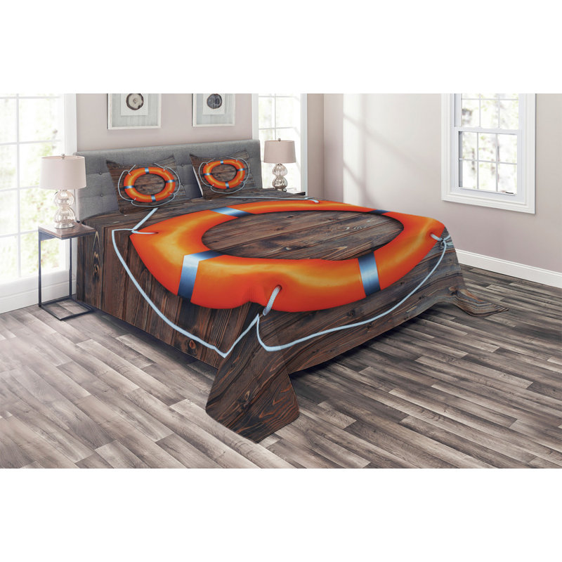 Buoy Coastal Polyester Coverlet, King Bedspread + 2 Shams
